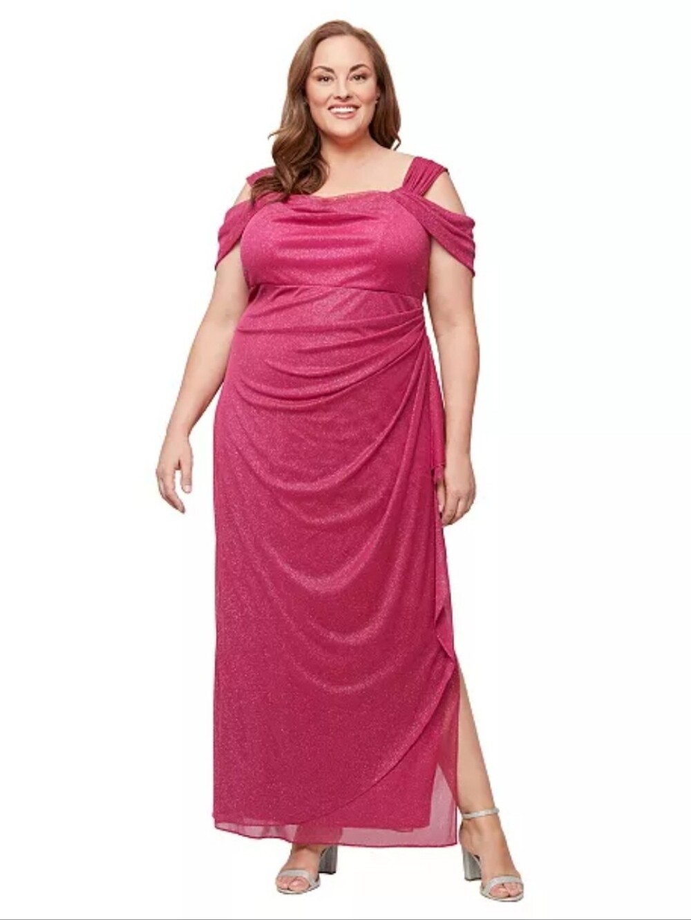 NWT Alex Evenings 16W Raspberry Glitter Formal Gown $169 Plus Size 22W Wedding
